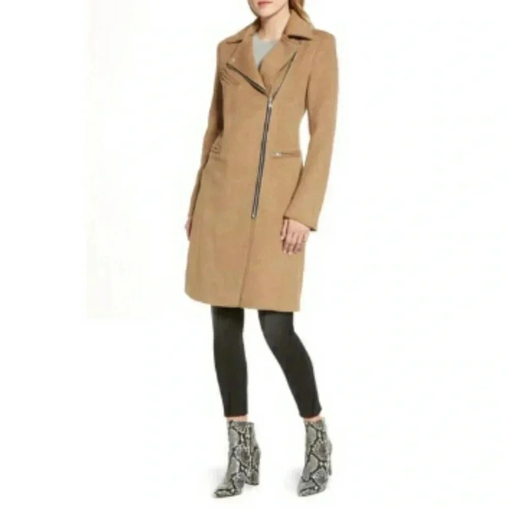 Avec les Filles Moto Twill Wool Blend  Coat